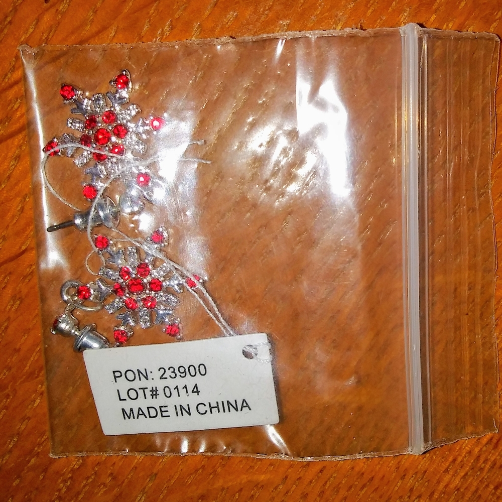 Lab Created Ruby Snowflake Earrings